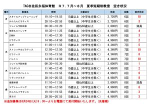 【永福】定期教室空き状況のサムネイル